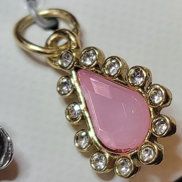 Laura Janelle Encharming Necklace 6 Charms Pink Gold Silver Rhinestone Flower - Picture 6 of 8